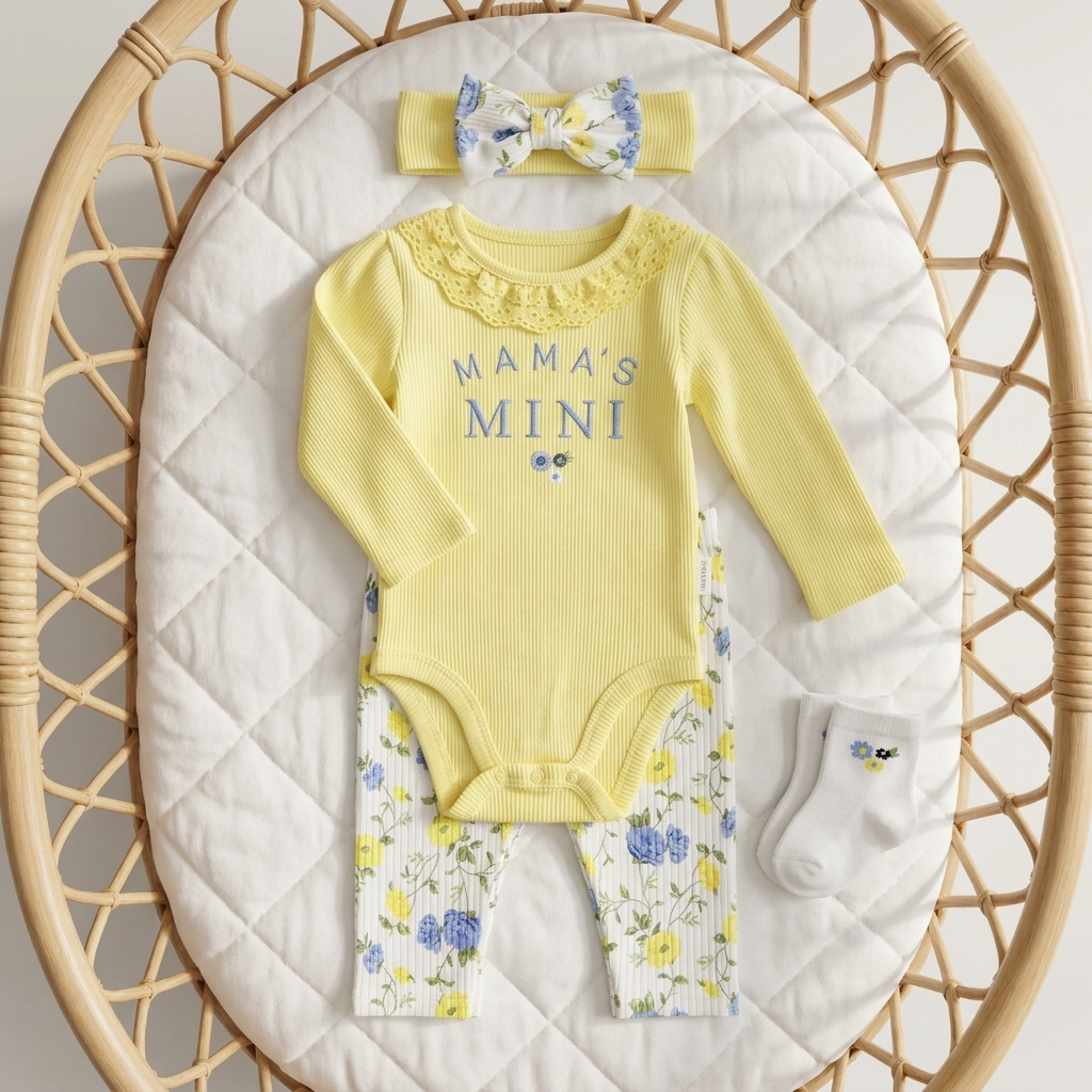 4PC Baby Girl Bodysuit & Trouser Set – 6 Designs | Faba Kids