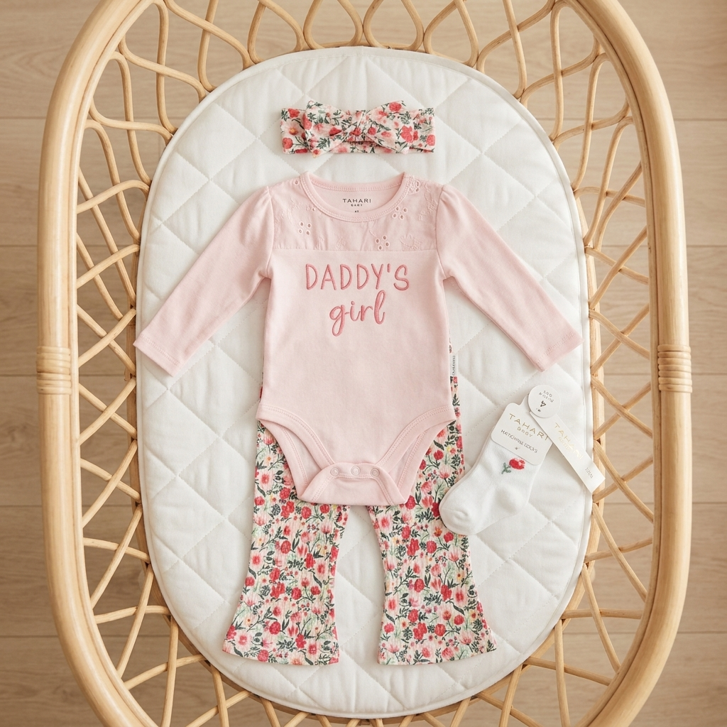 4PC Baby Girl Bodysuit & Trouser Set – 6 Designs | Faba Kids
