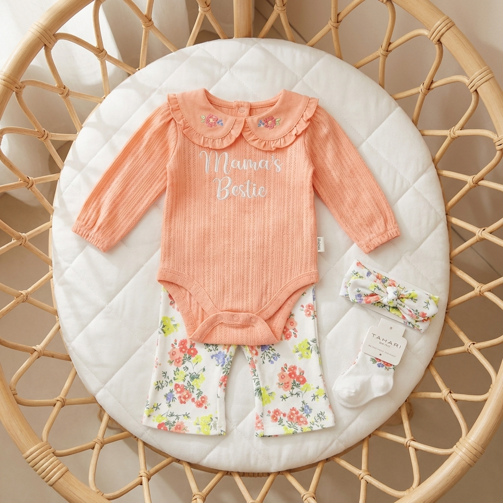 4PC Baby Girl Bodysuit & Trouser Set – 6 Designs | Faba Kids