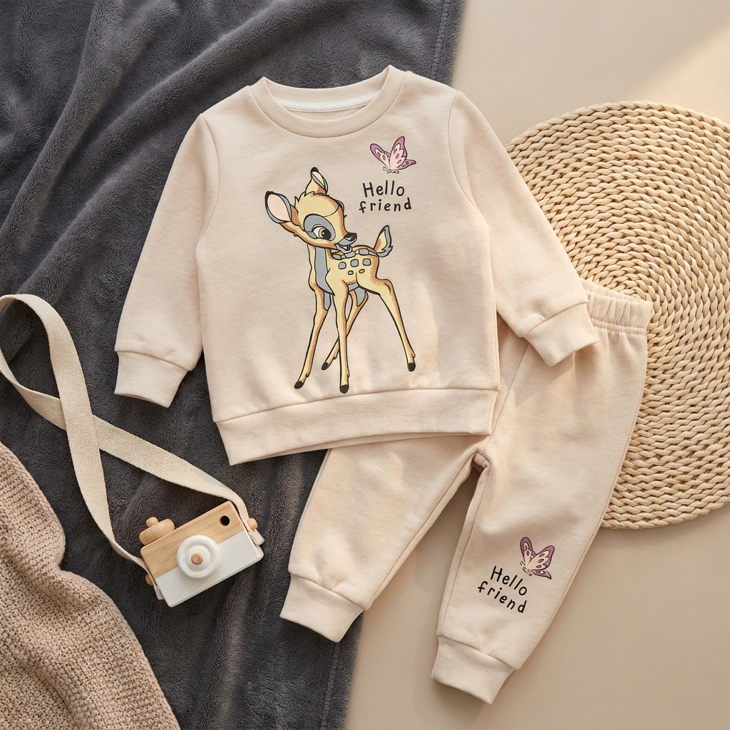 2PC Printed Inner Fleece Tracksuit – Shirt & Trouser | 8 Designs | Faba Kids