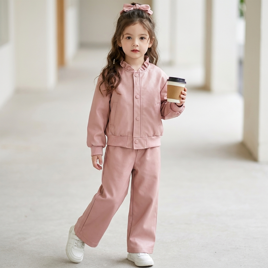 Girls 2-Piece Ruffle Jacket & Trouser Set – 3 Colors | Faba Kids