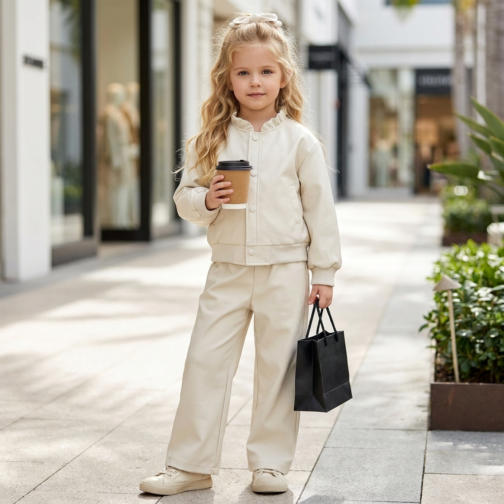 Girls 2-Piece Ruffle Jacket & Trouser Set – 3 Colors | Faba Kids