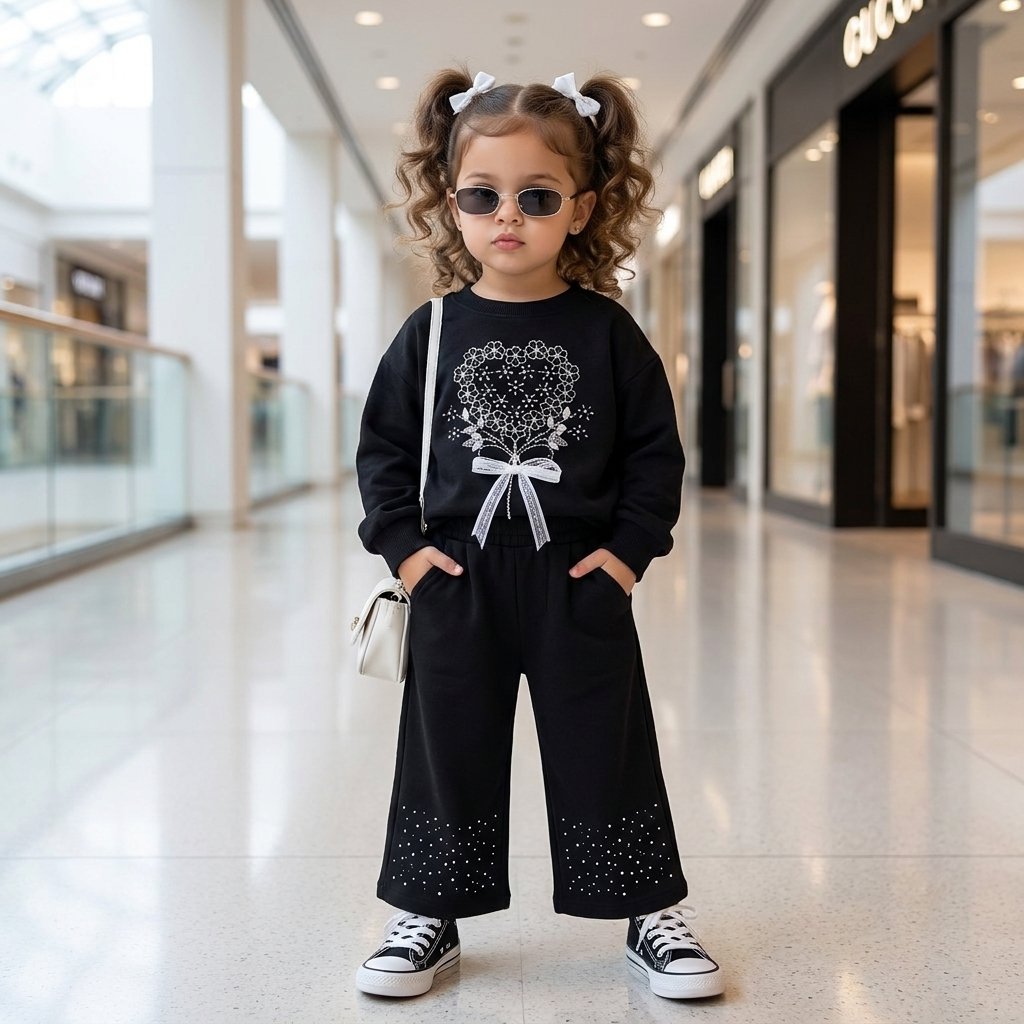 Girls 2-Piece Embellished Shirt & Trouser Set – 3 Colors | Faba Kids