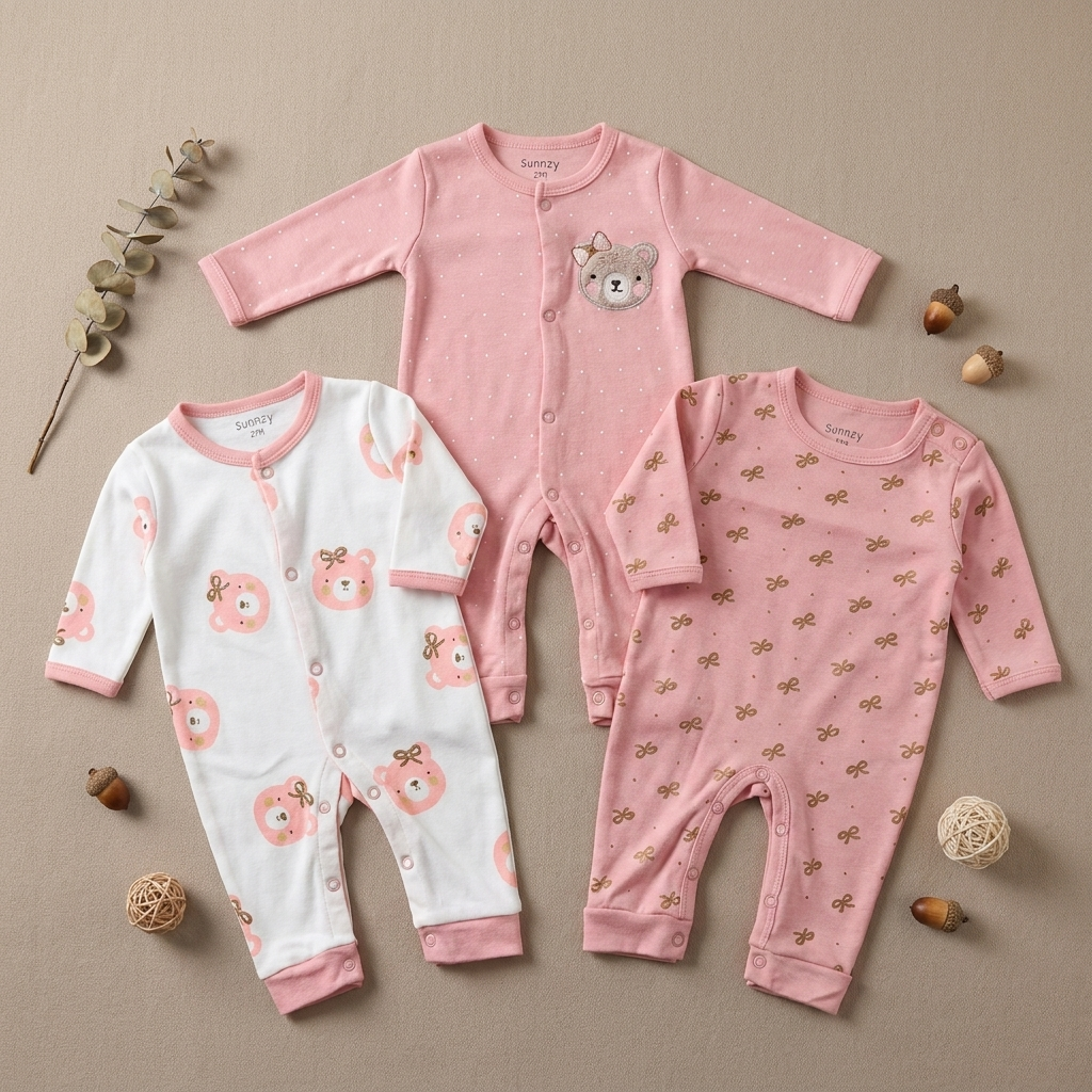 Pack of 3 Baby Rompers – 7 Designs | Faba Kids