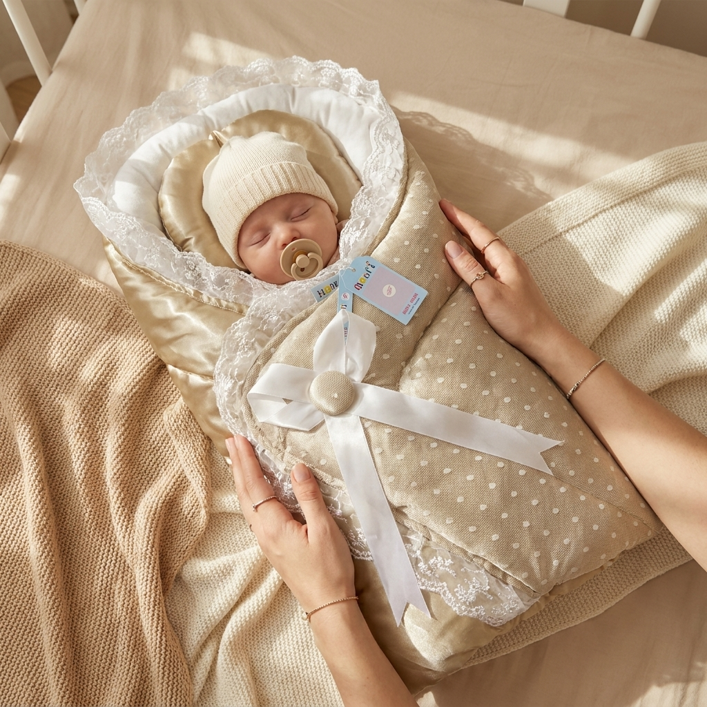 Lace Bow Baby Carry Nest with Pillow – 2 Colors | Faba Kids