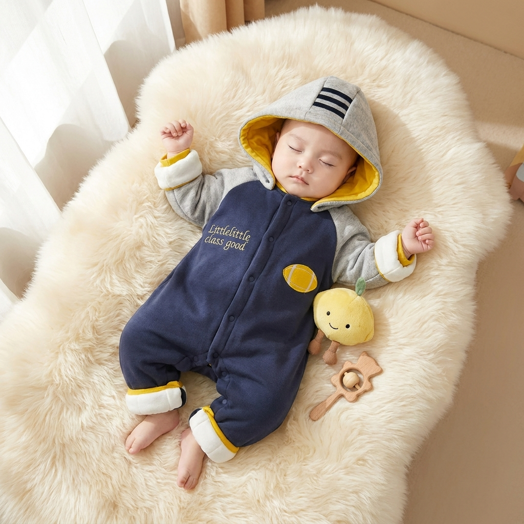 Baby Hooded Winter Romper with Detachable Cap | Faba Kids