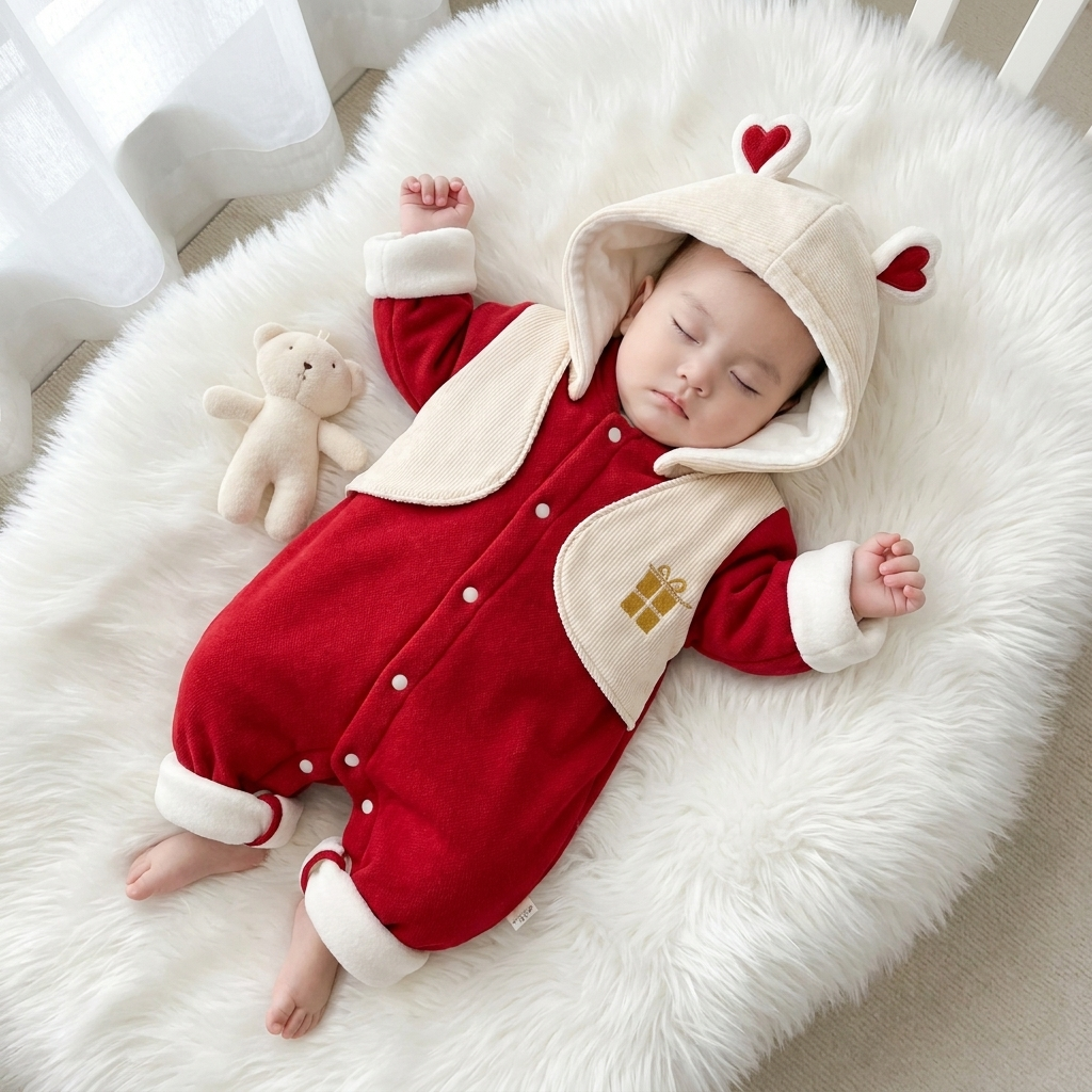 Heart Hood Baby Romper with Detachable Cap | Faba Kids