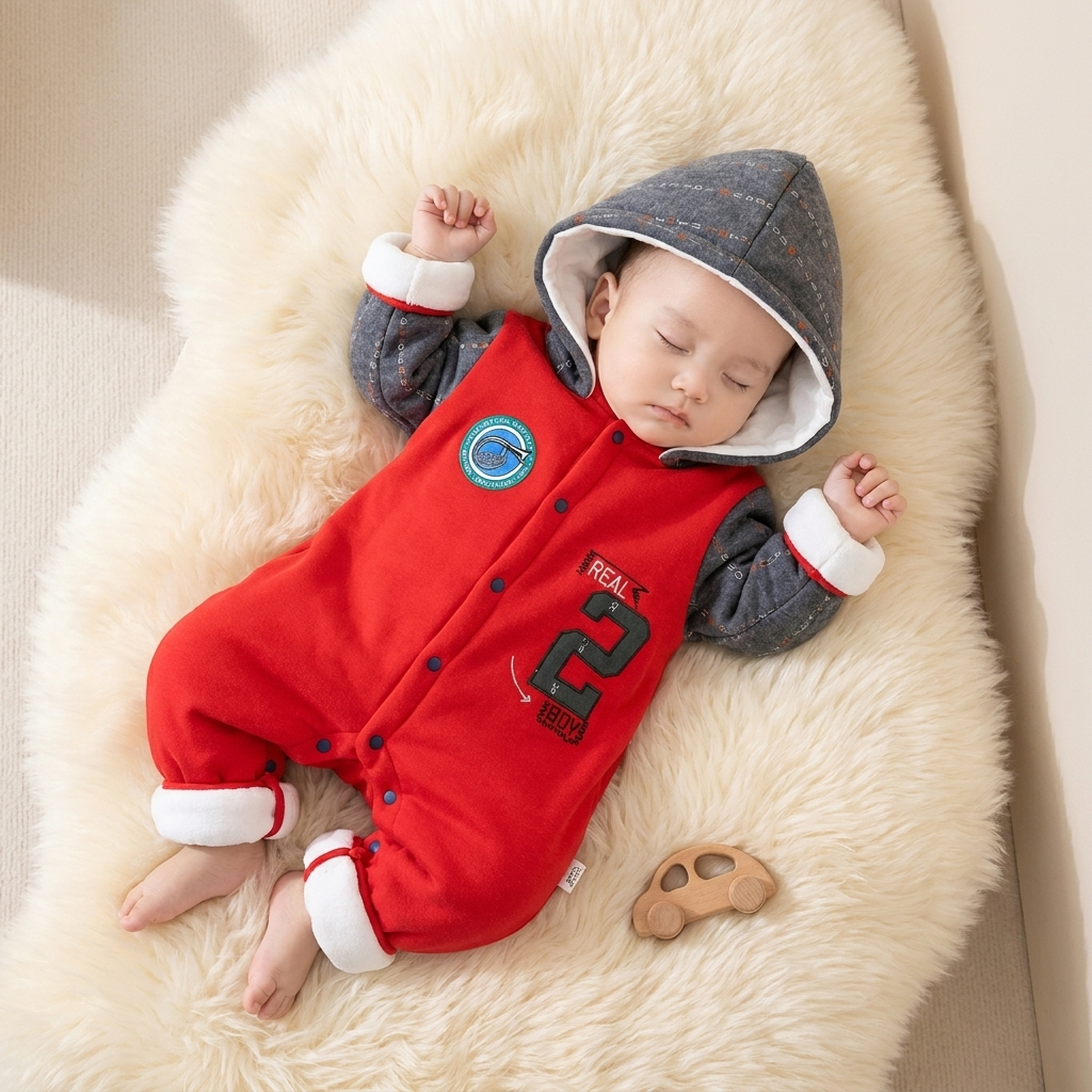 Sporty Baby Winter Romper with Detachable Hood | Faba Kids