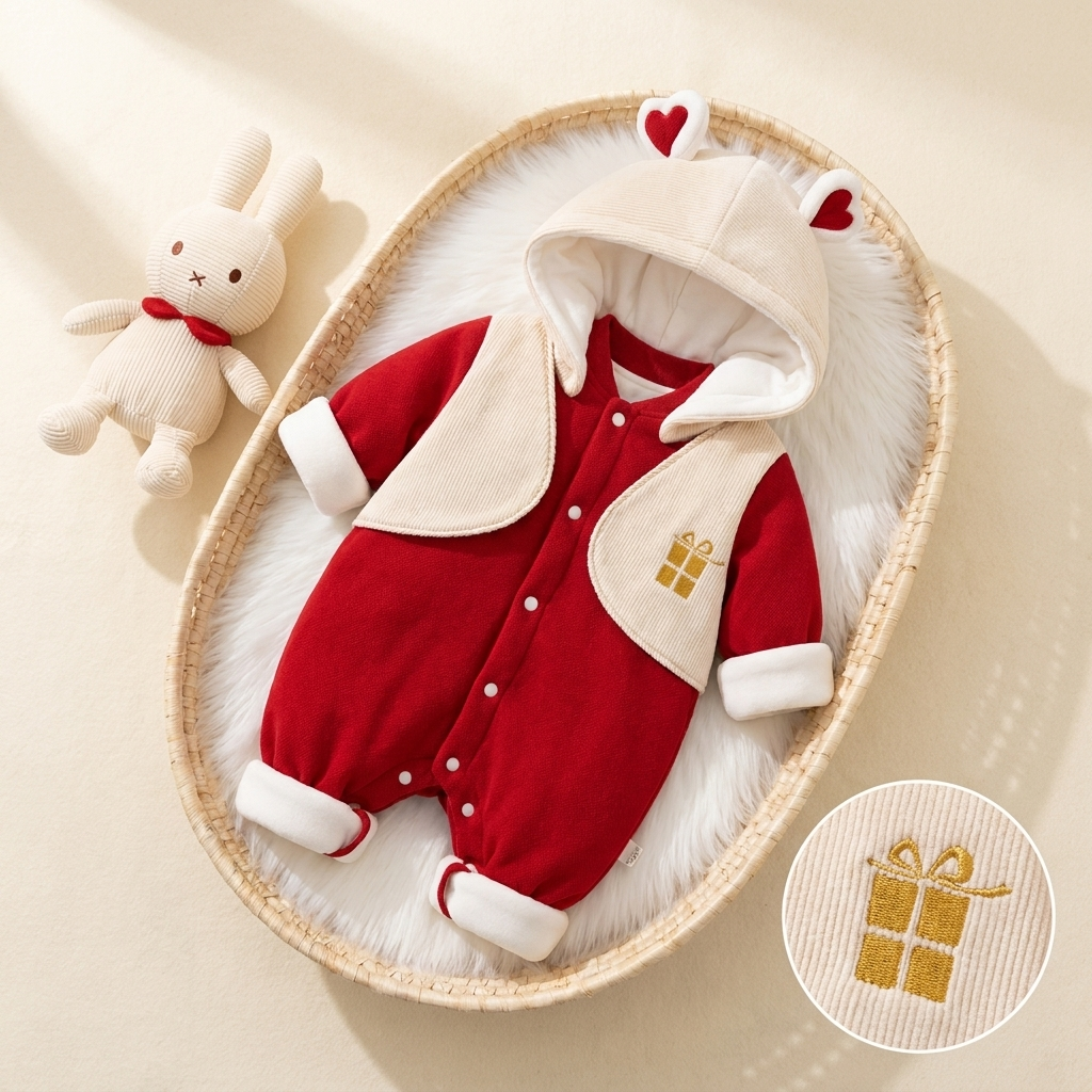 Heart Hood Baby Romper with Detachable Cap | Faba Kids