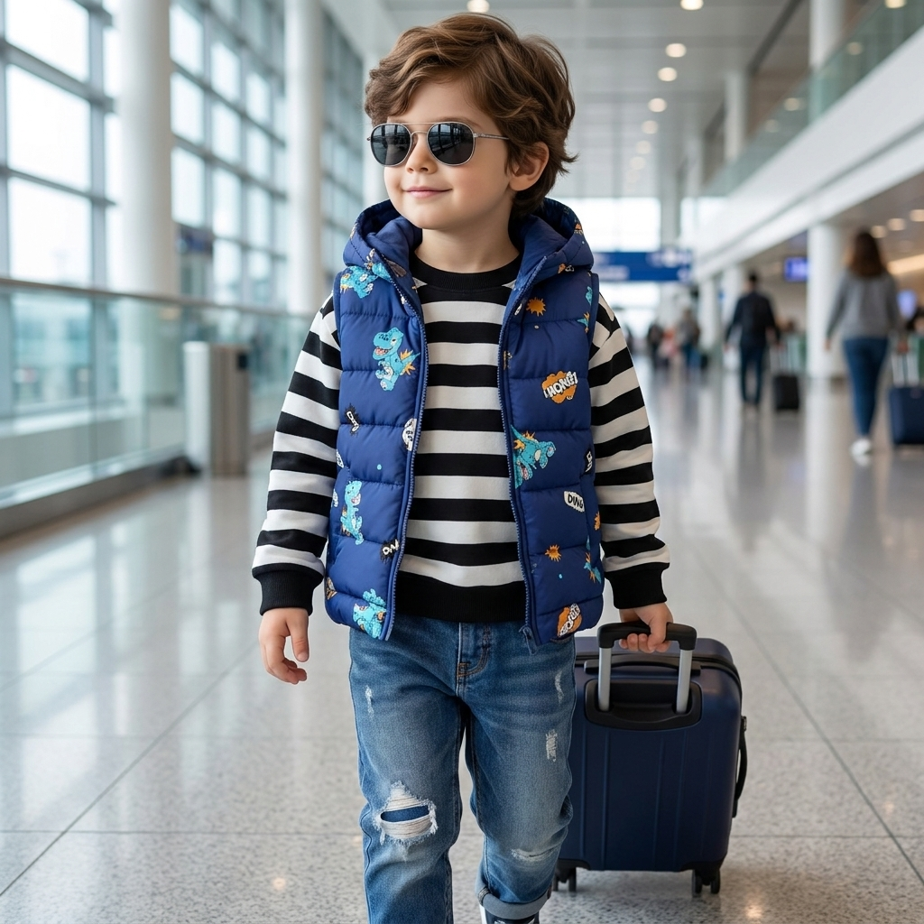 Boys Dino Puffer Vest 3-Piece Set | Faba Kids