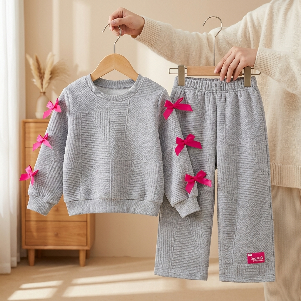 Girls Bow Detail 2-Piece Shirt & Trouser Set | Faba Kids