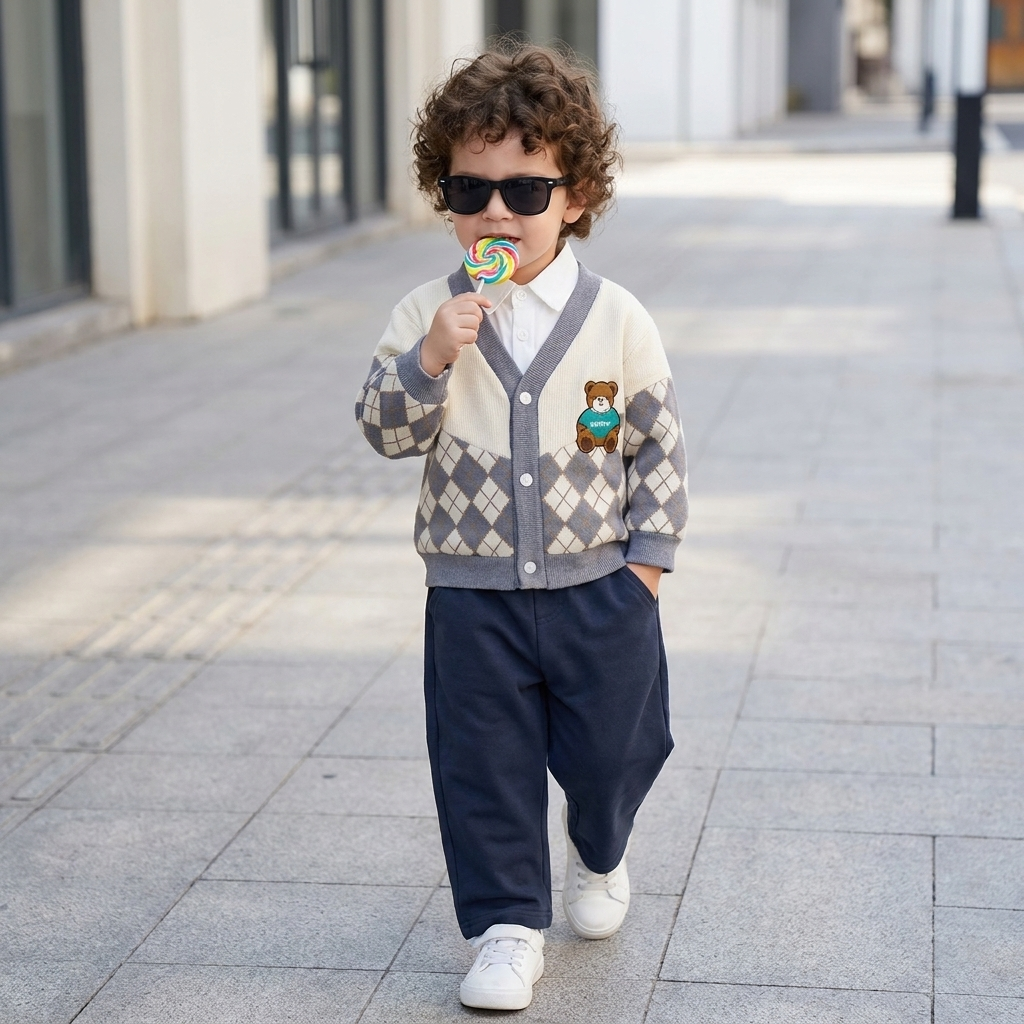 Teddy Argyle 3-Piece Sweater Set | Faba Kids