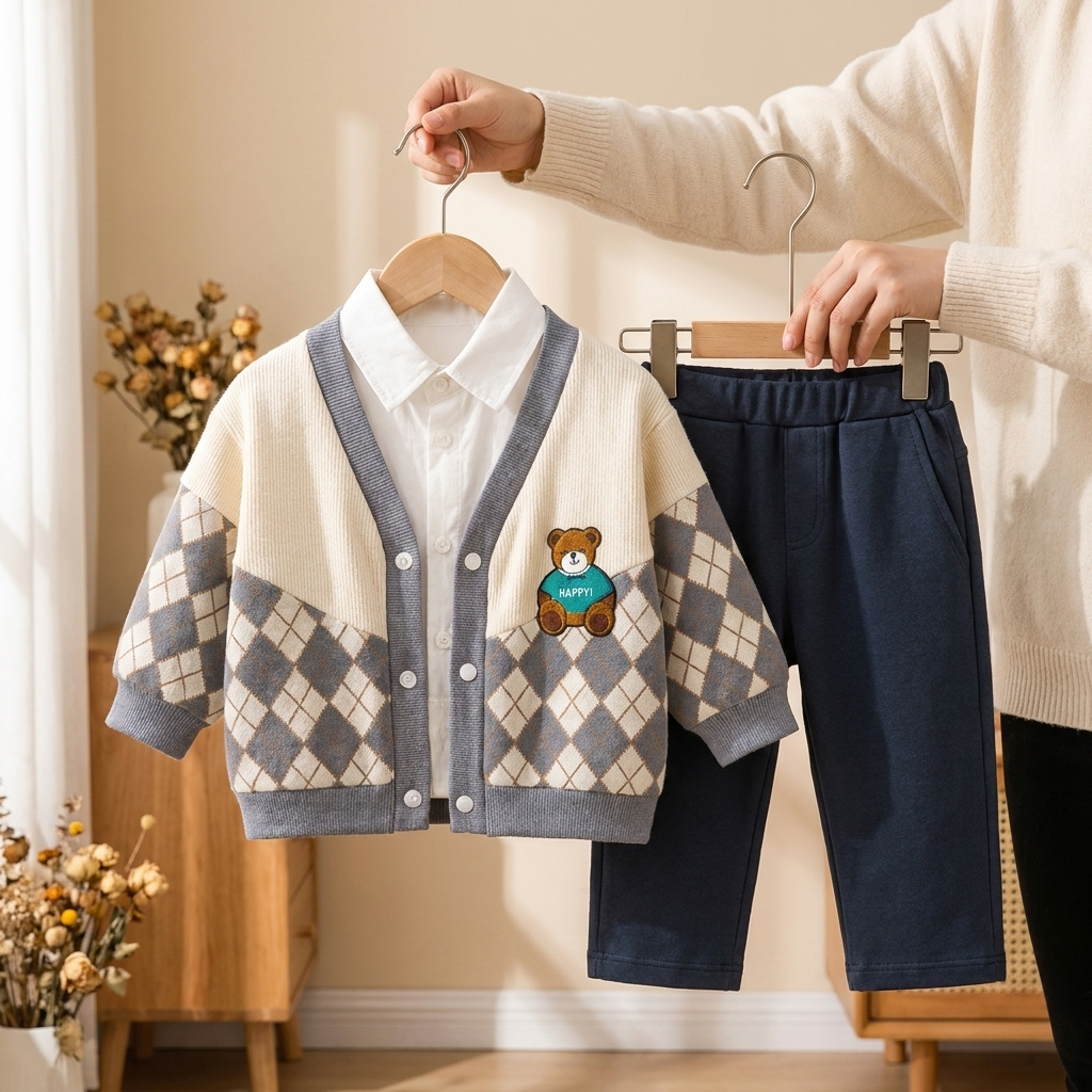 Teddy Argyle 3-Piece Sweater Set | Faba Kids