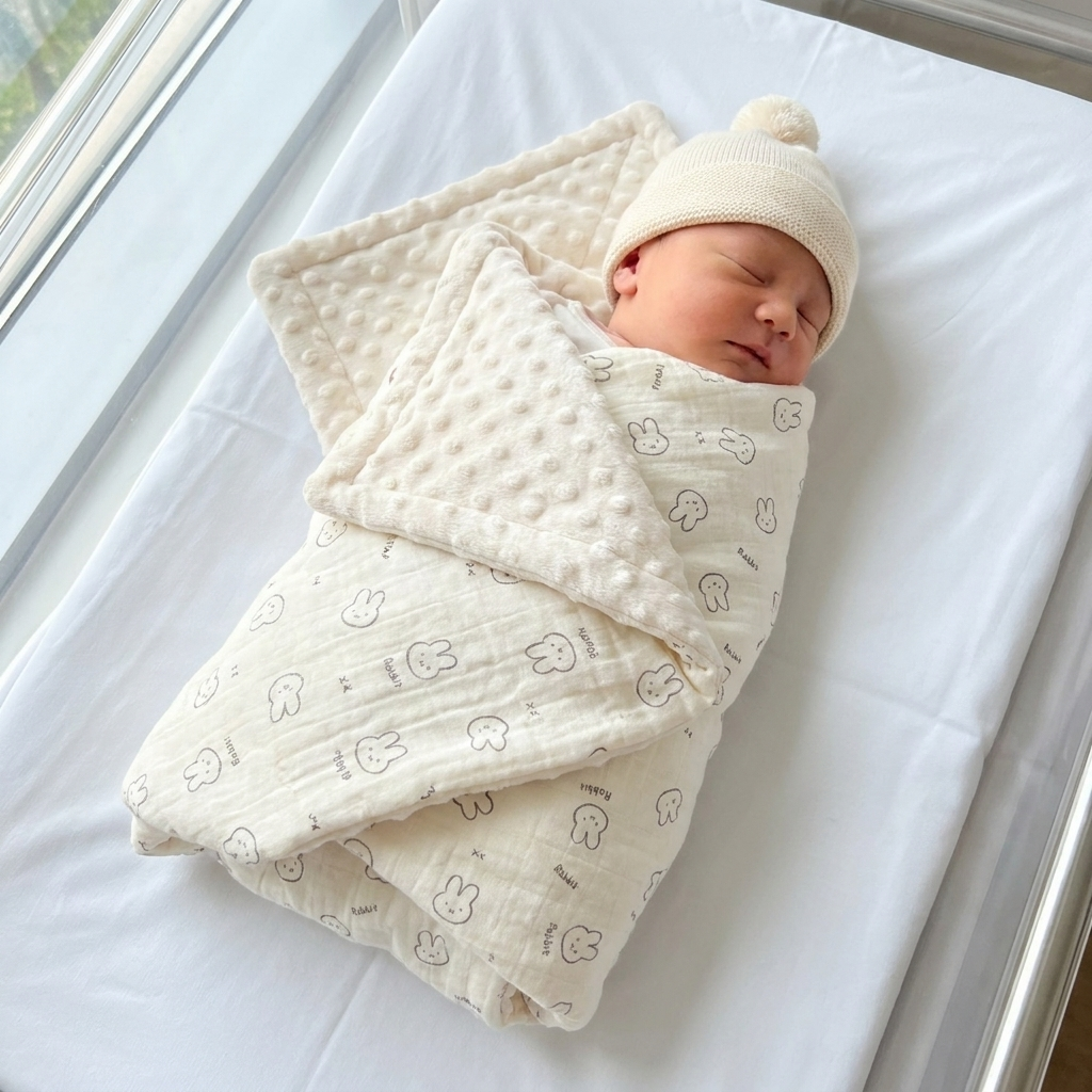 Muslin & Dotted Minky Baby Blanket – 6 Designs | Faba Kids