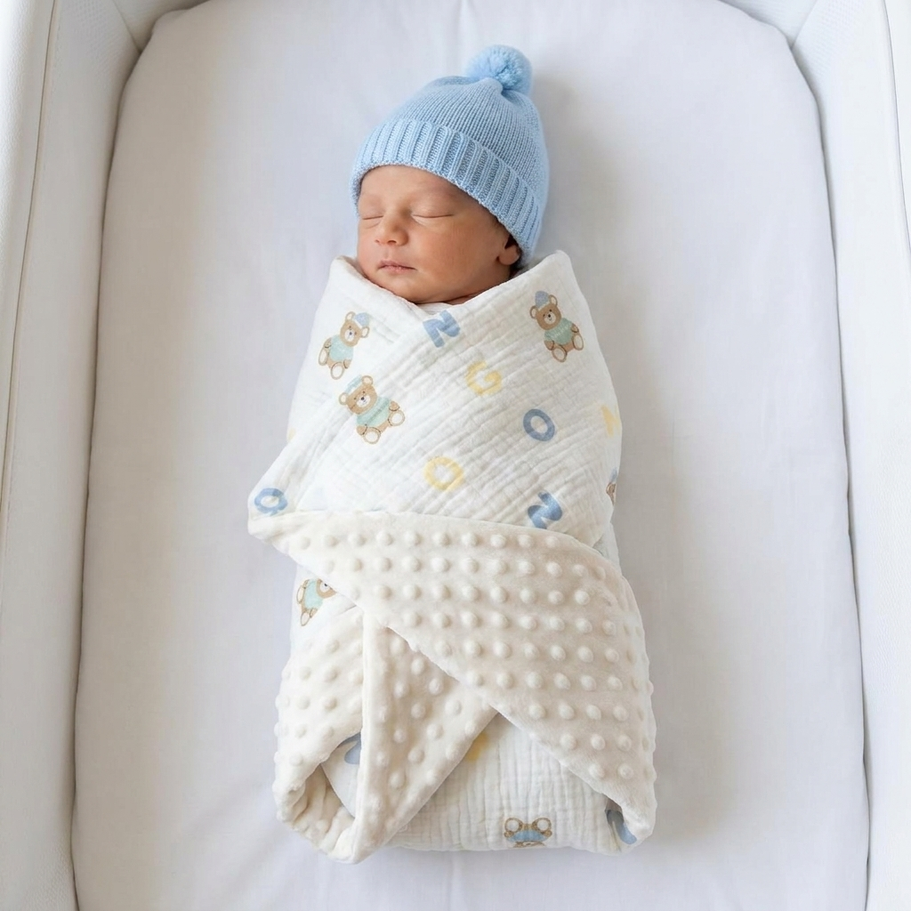 Muslin & Dotted Minky Baby Blanket – 6 Designs | Faba Kids