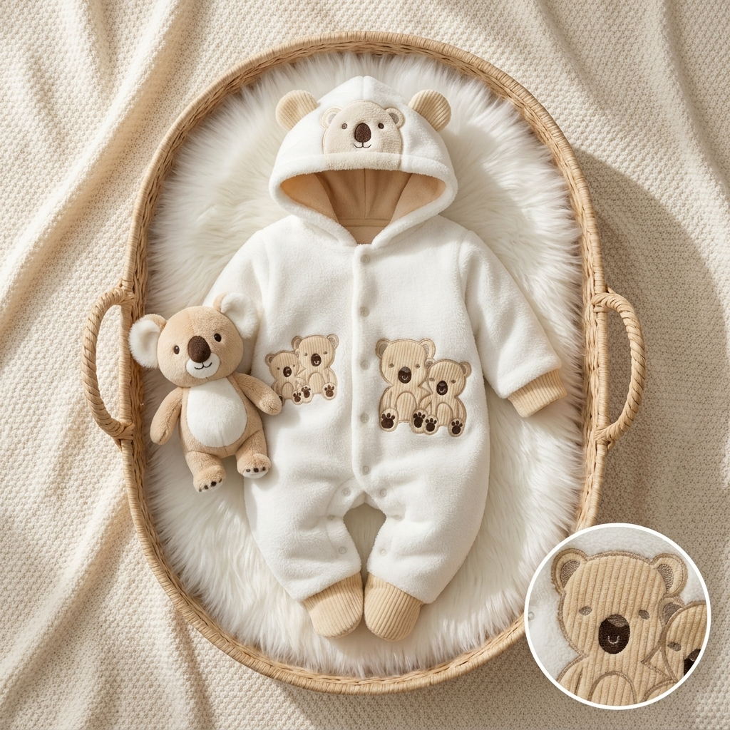 Baby Teddy Bear Plush Hooded Romper | Faba Kids