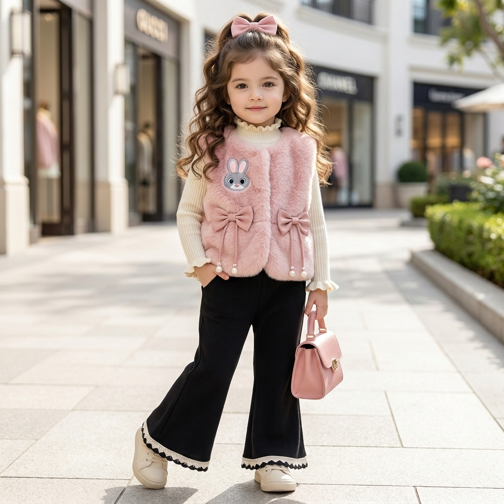 Girls 3PC Bunny Faux Fur Winter Set | Faba Kids