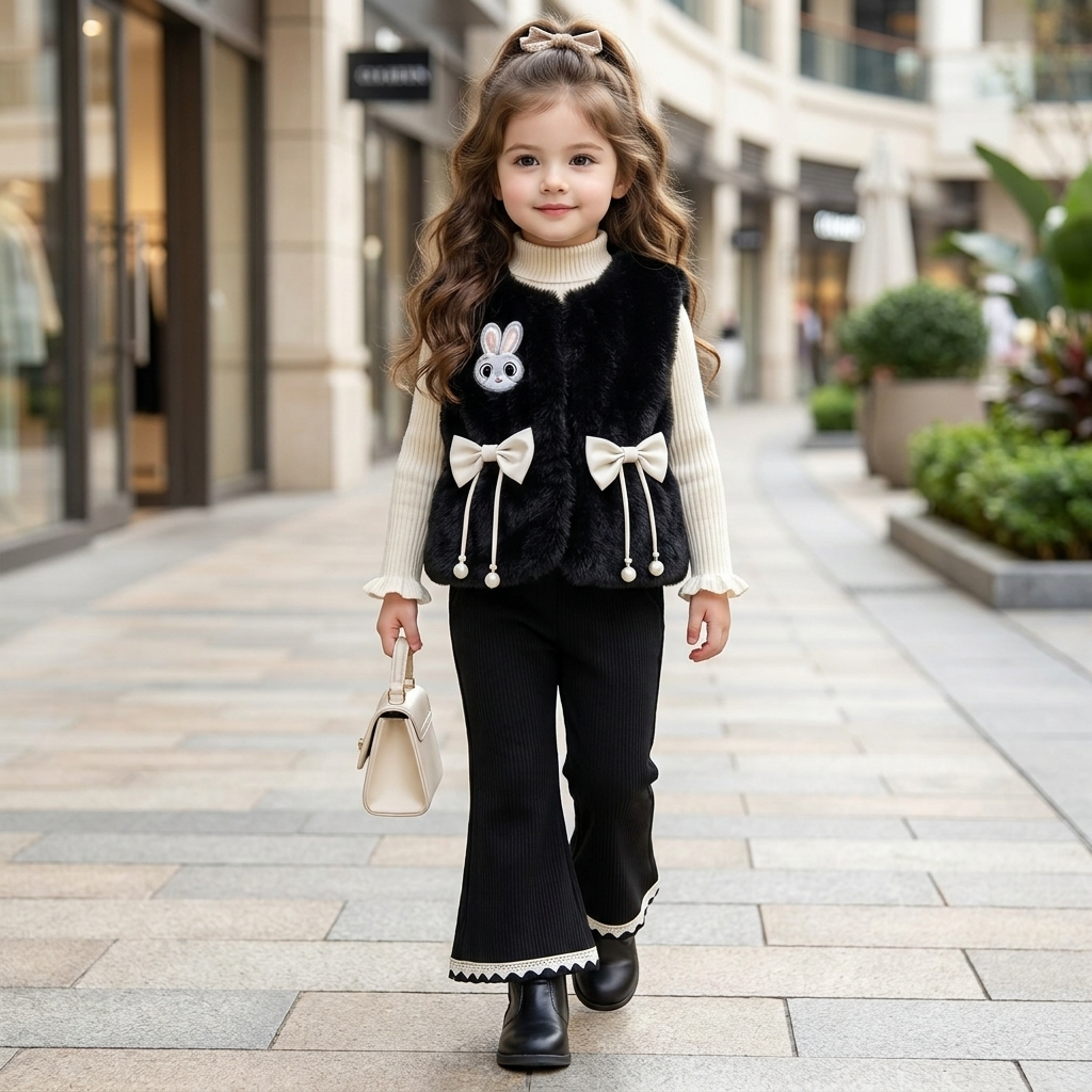 Girls 3PC Bunny Faux Fur Winter Set | Faba Kids