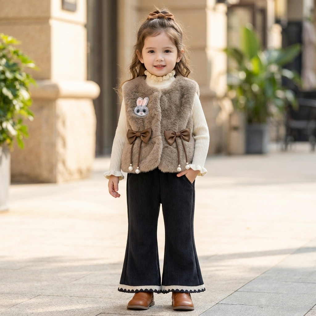 Girls 3PC Bunny Faux Fur Winter Set | Faba Kids
