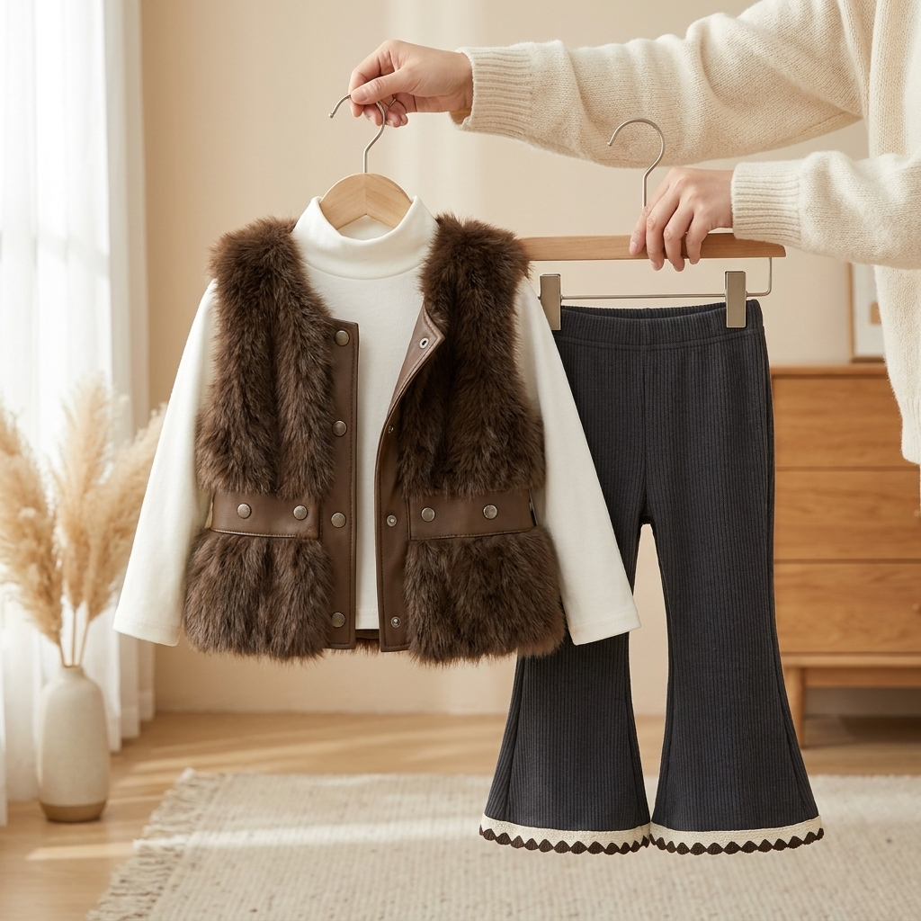 Girls 3PC Luxe Faux Fur Winter Set | Faba Kids