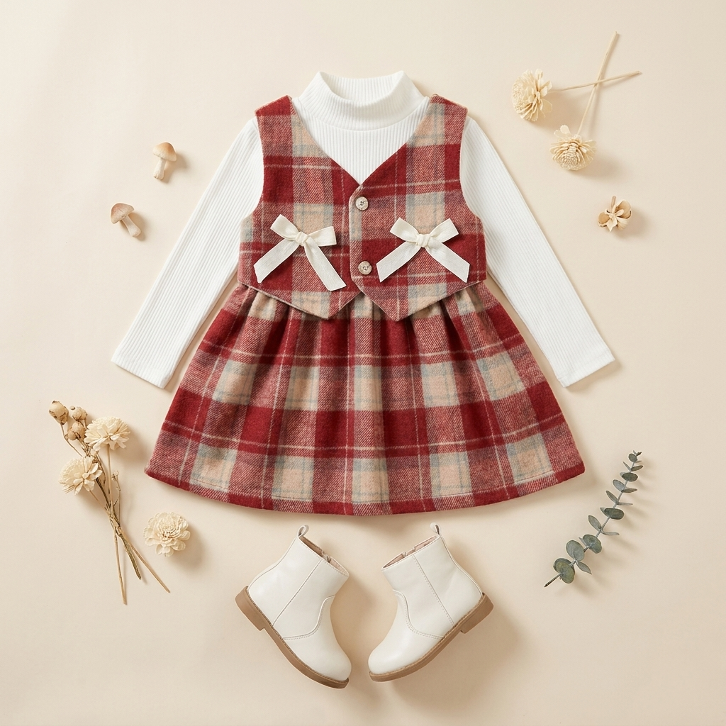 Girls Plaid Bow Frock – 2 Colors | Faba Kids