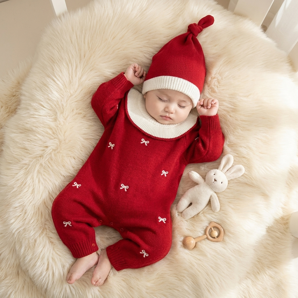 Baby Girl Knitted Romper & Cap Set | Faba Kids