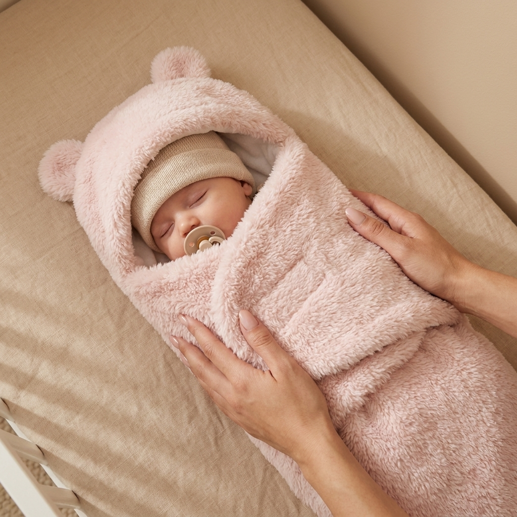 Plush Bear Hooded Baby Swaddle Wrap – 5 Colors | Faba Kids