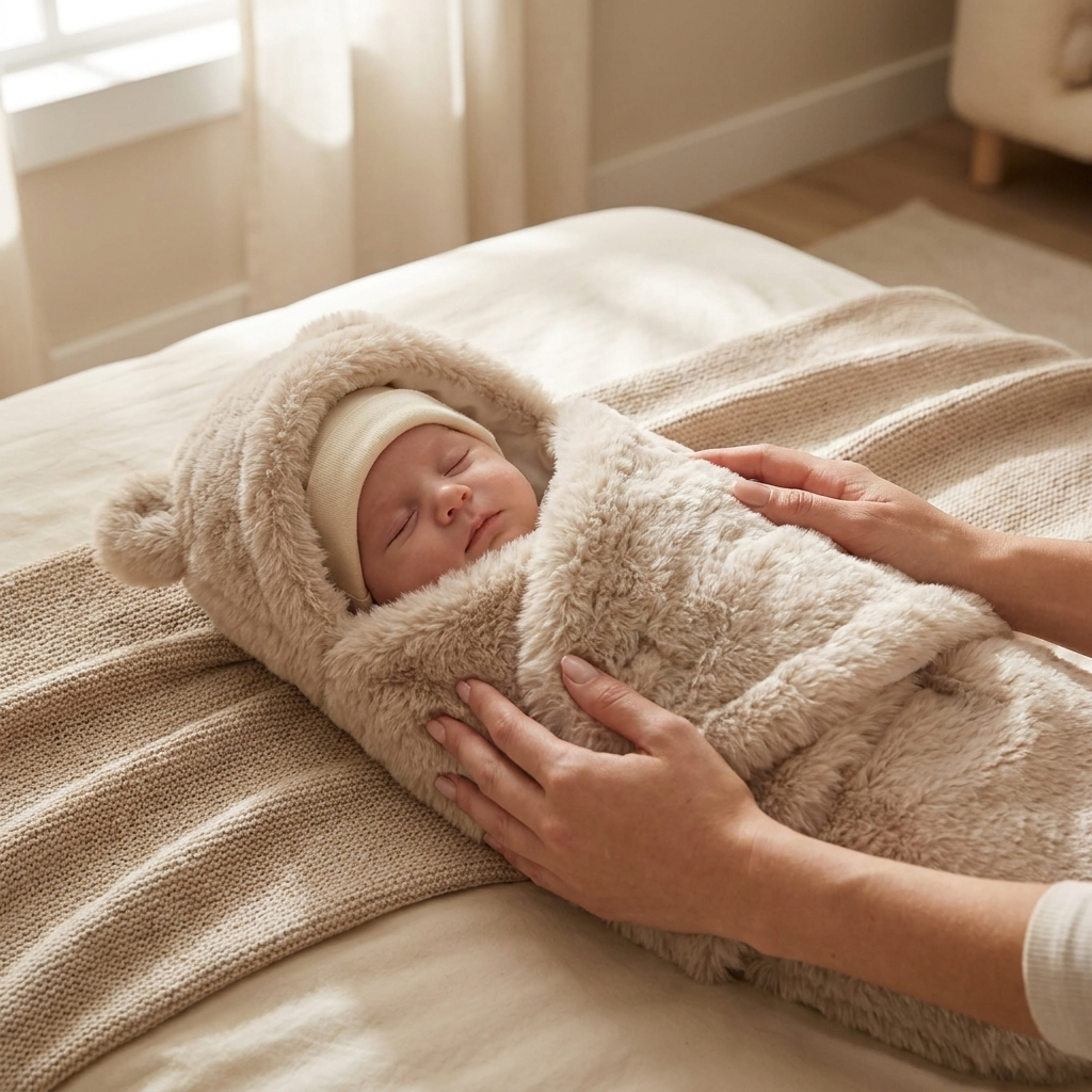 Plush Bear Hooded Baby Swaddle Wrap – 5 Colors | Faba Kids