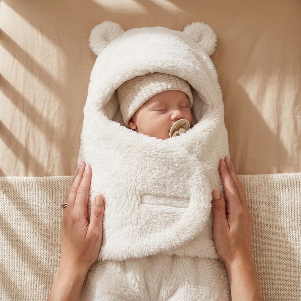 Plush Bear Hooded Baby Swaddle Wrap – 5 Colors | Faba Kids
