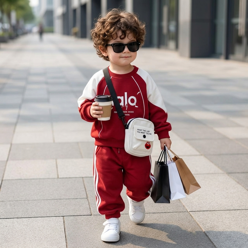 Boys 3PC Sweatshirt, Trouser & Crossbody Bag Set – 2 Colors | Faba Kids