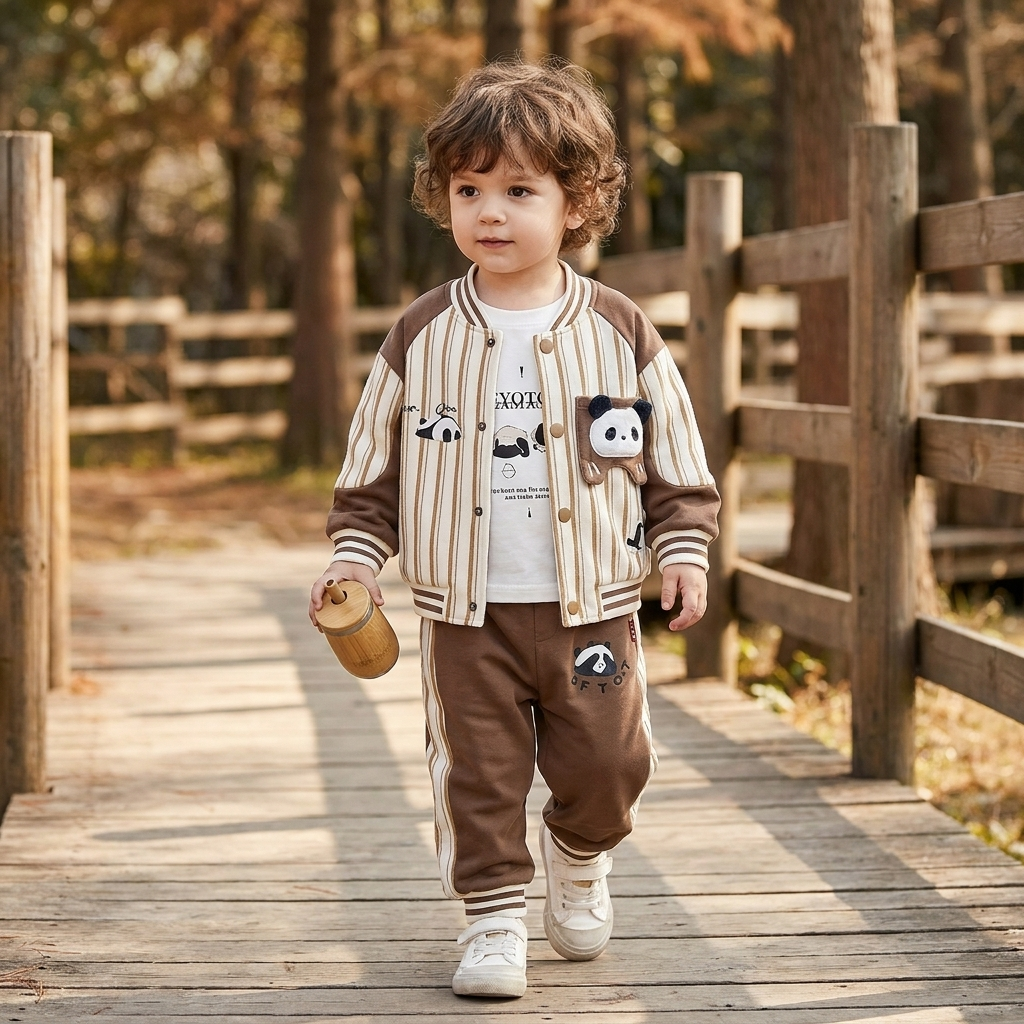 Boys Panda 3PC Jacket, Inner Shirt & Trouser Set – 2 Colors | Faba Kids