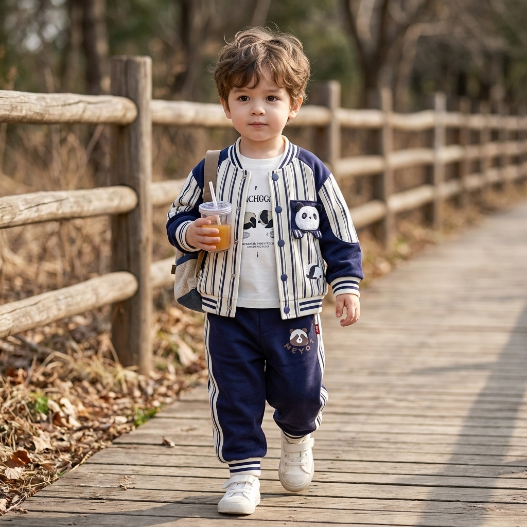 Boys Panda 3PC Jacket, Inner Shirt & Trouser Set – 2 Colors | Faba Kids