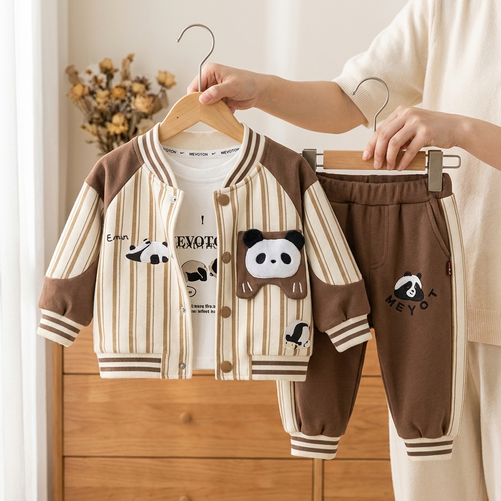 Boys Panda 3PC Jacket, Inner Shirt & Trouser Set – 2 Colors | Faba Kids