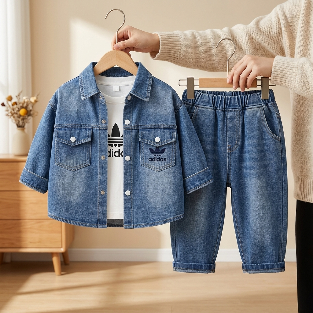 Boys 3PC Denim Jacket Set with Baggy Pants | Faba Kids