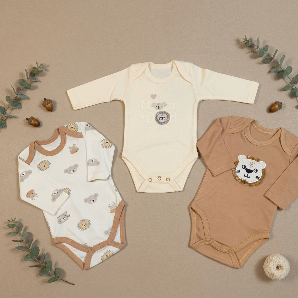 Neutral 3-Pack Baby Bodysuit Set