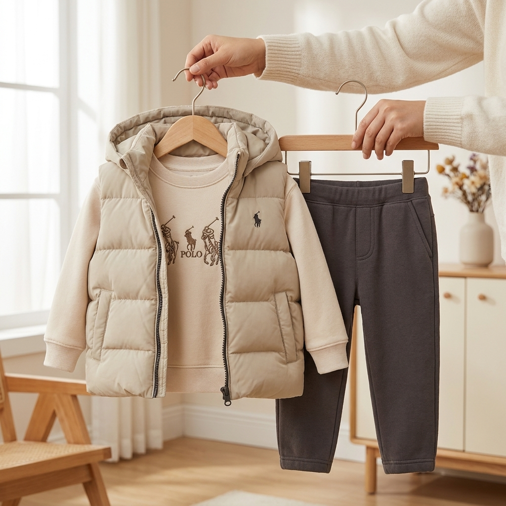 Boys 3PC Puffer Vest, Shirt & Trouser Set