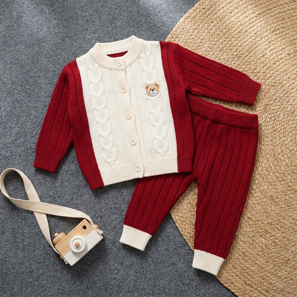 Boys 2pc Knit Shirt & Trouser Set