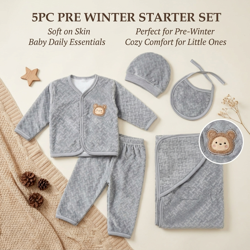 Newborn 5PC Quilted Bear Starter Set