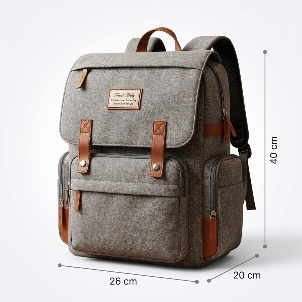 Grey & Cream Multi-Pocket Mommy Backpack