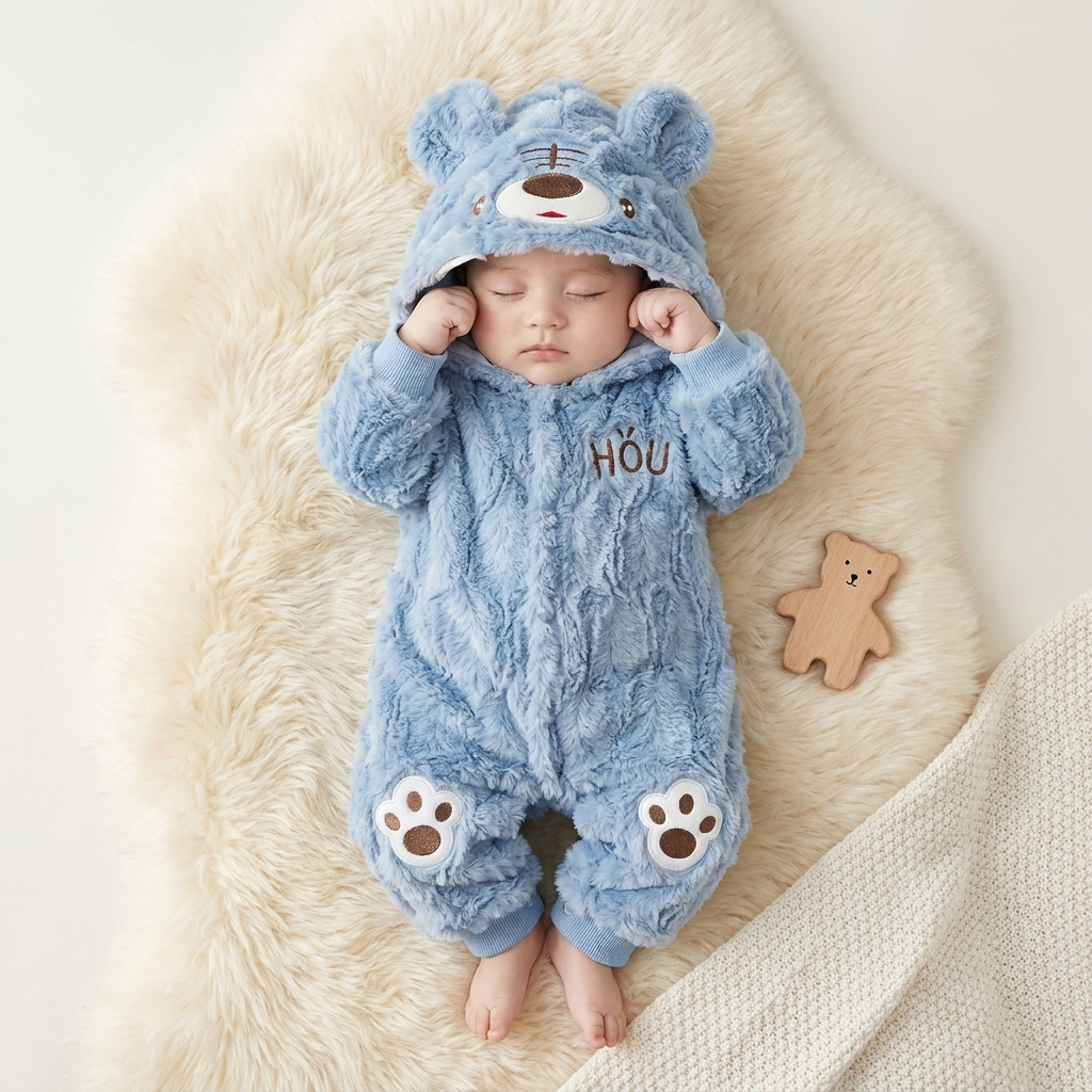 Newborn Tiger Fur Hooded Romper