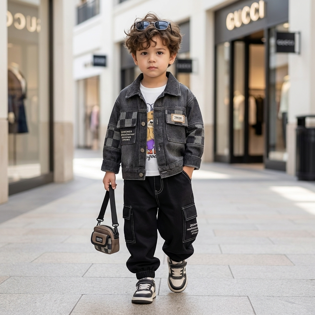 3-Piece Baby Boy Denim Jacket Outfit Set