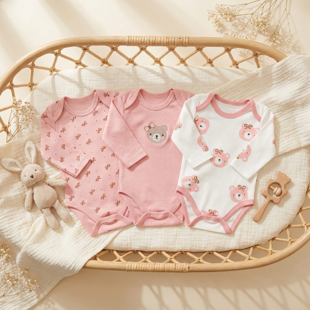 Baby Animal Print Long-Sleeve Bodysuit Pack of 3