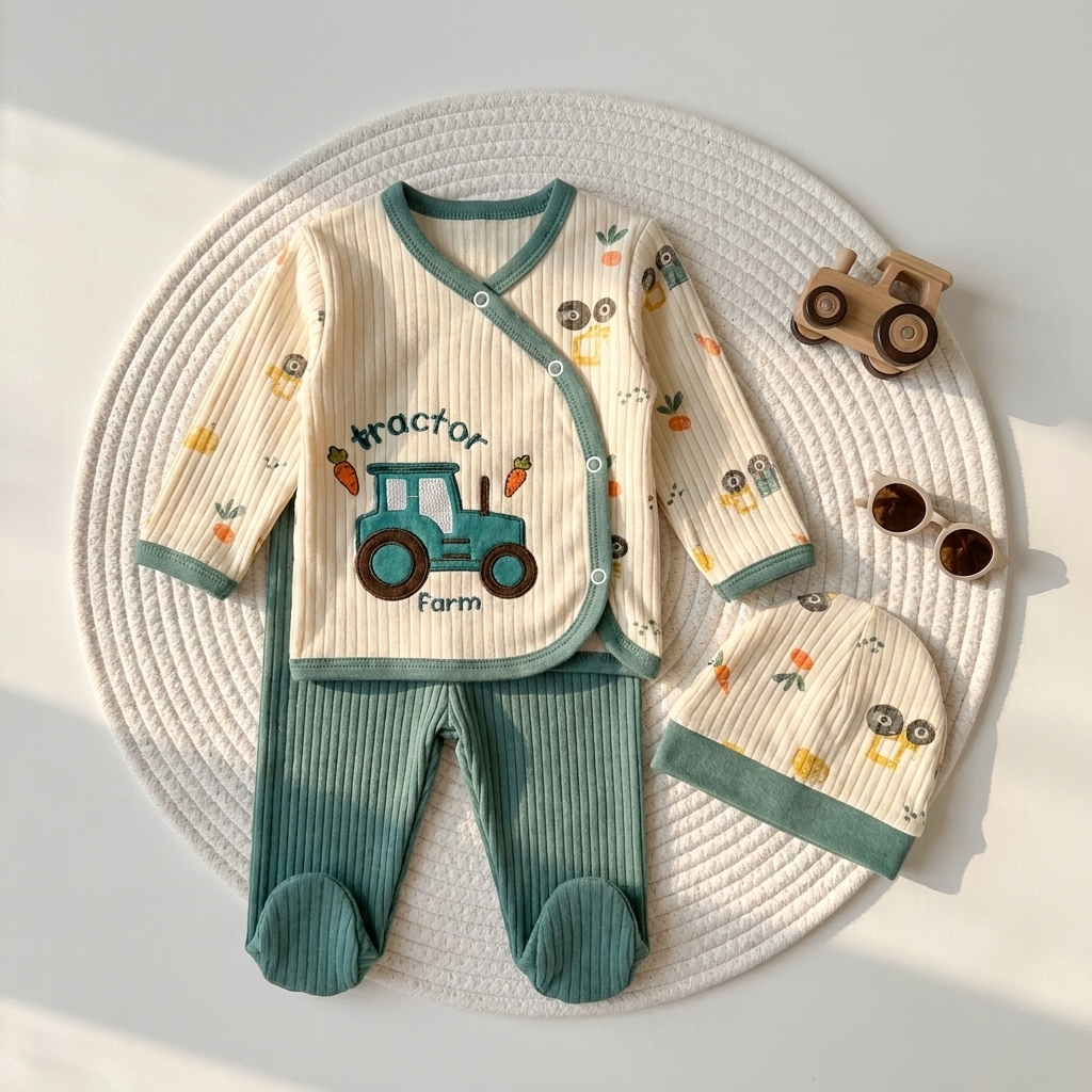 Baby Tractor Farm Cotton 3PC Starter Set