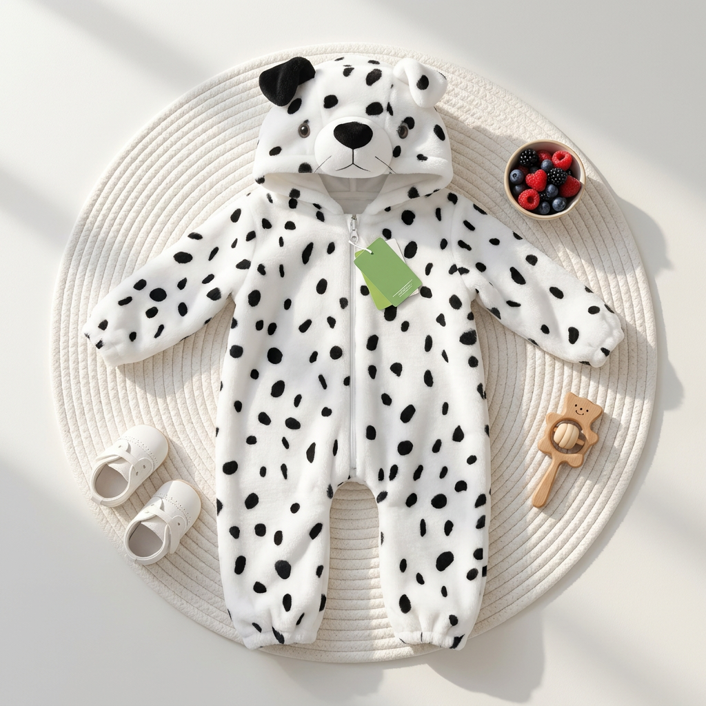 Kids Animal Face Hooded Plush Romper