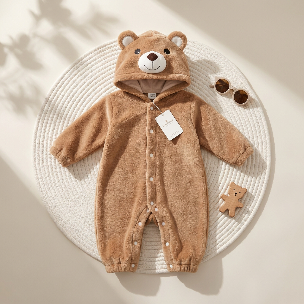 Kids Dinosaur Hooded Plush Romper
