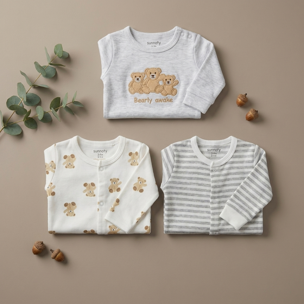 3 pack baby bodysuit set in neutral colors