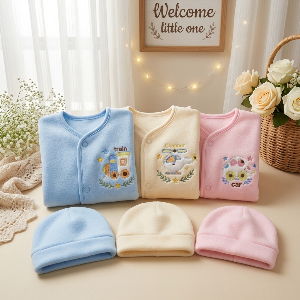 Newborn 3PC winter suit with cap assorted embroidered designs