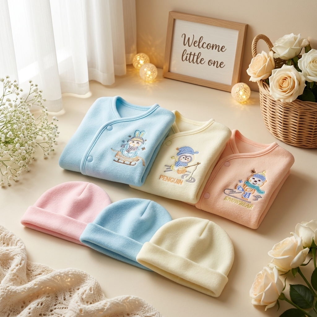Newborn 3PC winter suit with cap assorted embroidered designs