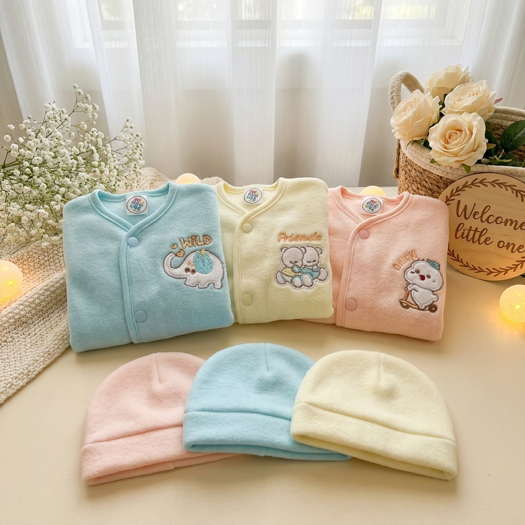 Newborn 3PC winter suit with cap assorted embroidered designs