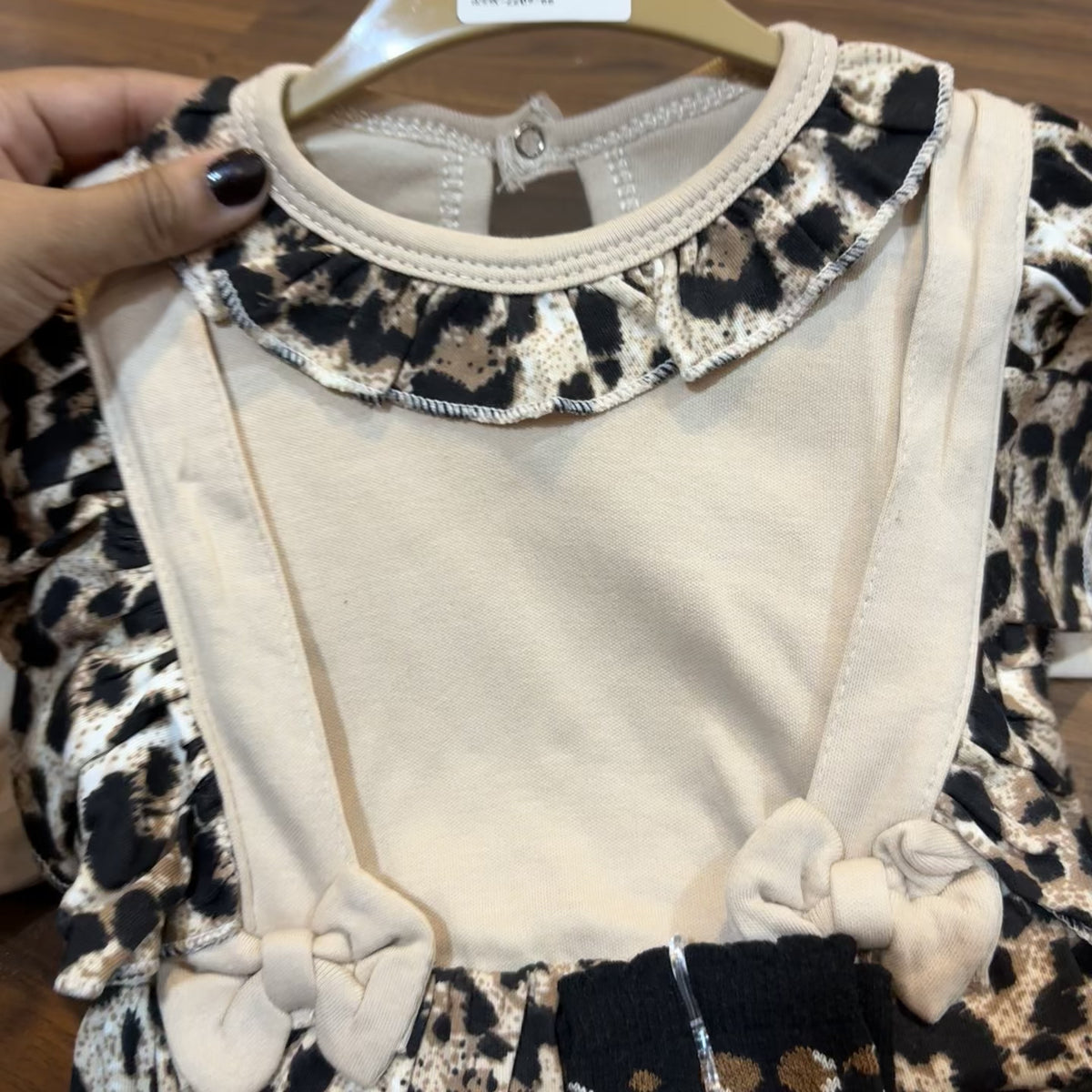 Baby Leopard Ruffle Bodysuit & Skirt 4PC Set